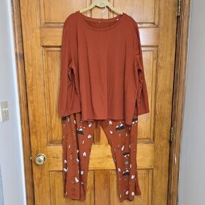 Any Body Cozy Rust Pajama Set for Women